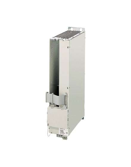 Rectangular industrial electronic module with metallic casing and vented top.